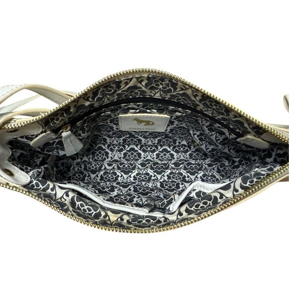 Emma Fox Leather Woven Jute Shoulder Bag White Tan Designer Purse - Picture 5 of 8